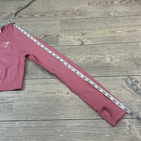 Gymshark Training Long Sleeve Crop Top Sunset Pink Marl Medium EUC - Picture 6 of 7